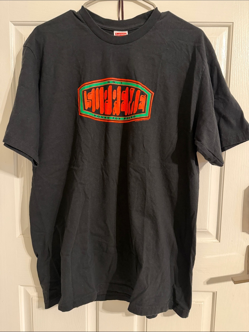 Supreme Black Tee with Red and Green Graphic